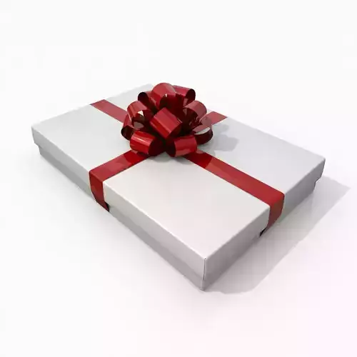 Gift Box - Flat Rectangular with Tied Ribbon Rosette