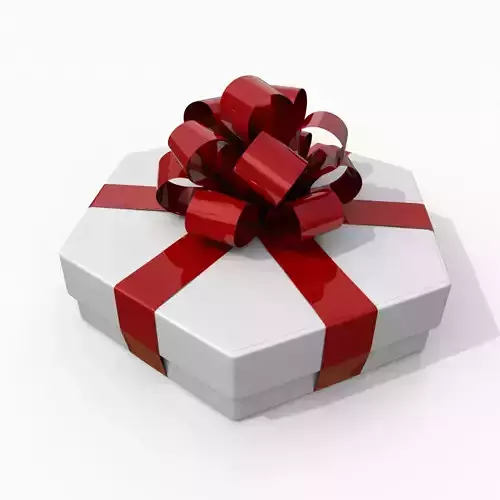 Gift Box - Flat Hexagon with Tied Ribbon Rosette