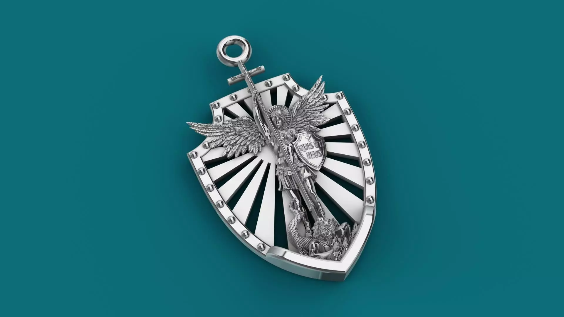 SAINT MICHAEL PENDANT SHIELD 3D print model