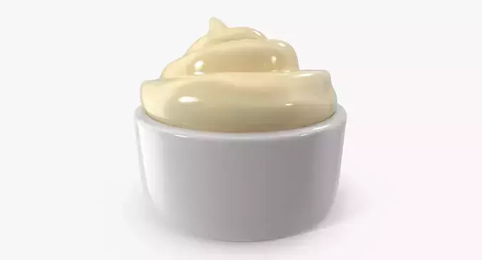 Mayonnaise Sauce Cup 3D model 2