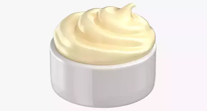 Mayonnaise Sauce Cup 3D model 3