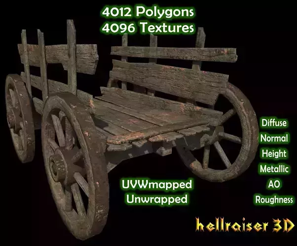 Wheel Cart - PBR - Textured