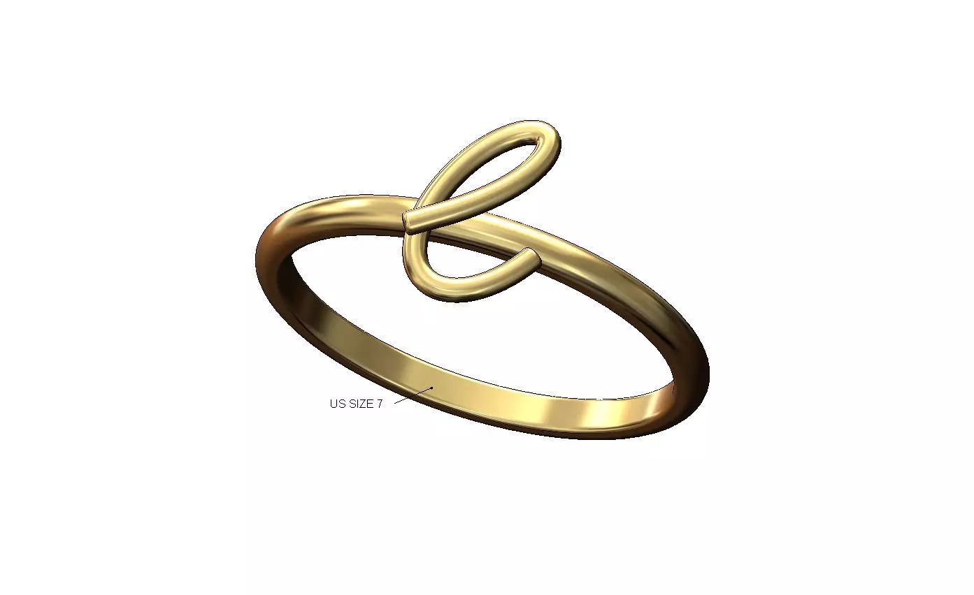L letter initial 3d lowercase wire stacker ring 3D print model