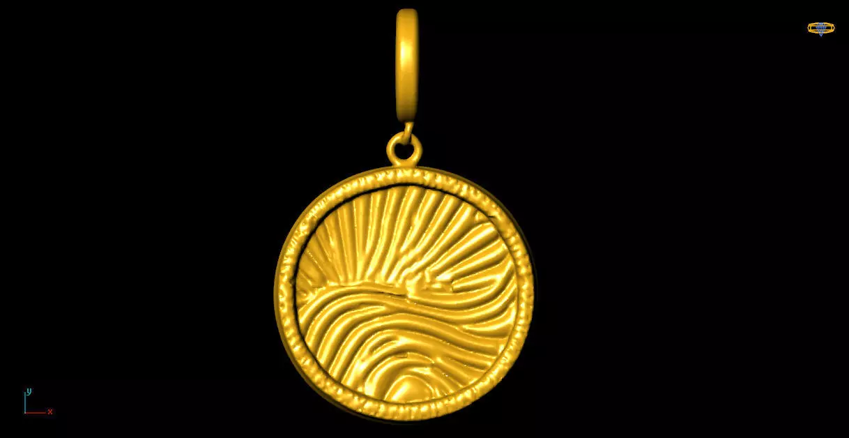 Coin waves pendant charms - one inch pendant Free 3D print model