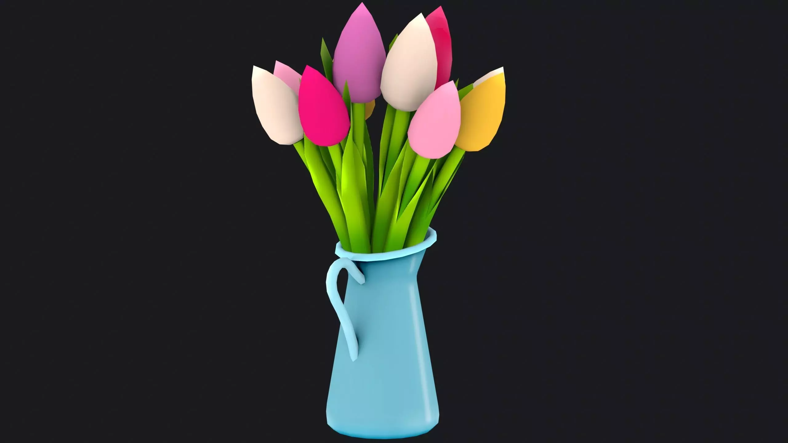 Cartoon Flowers Low-poly 3D model