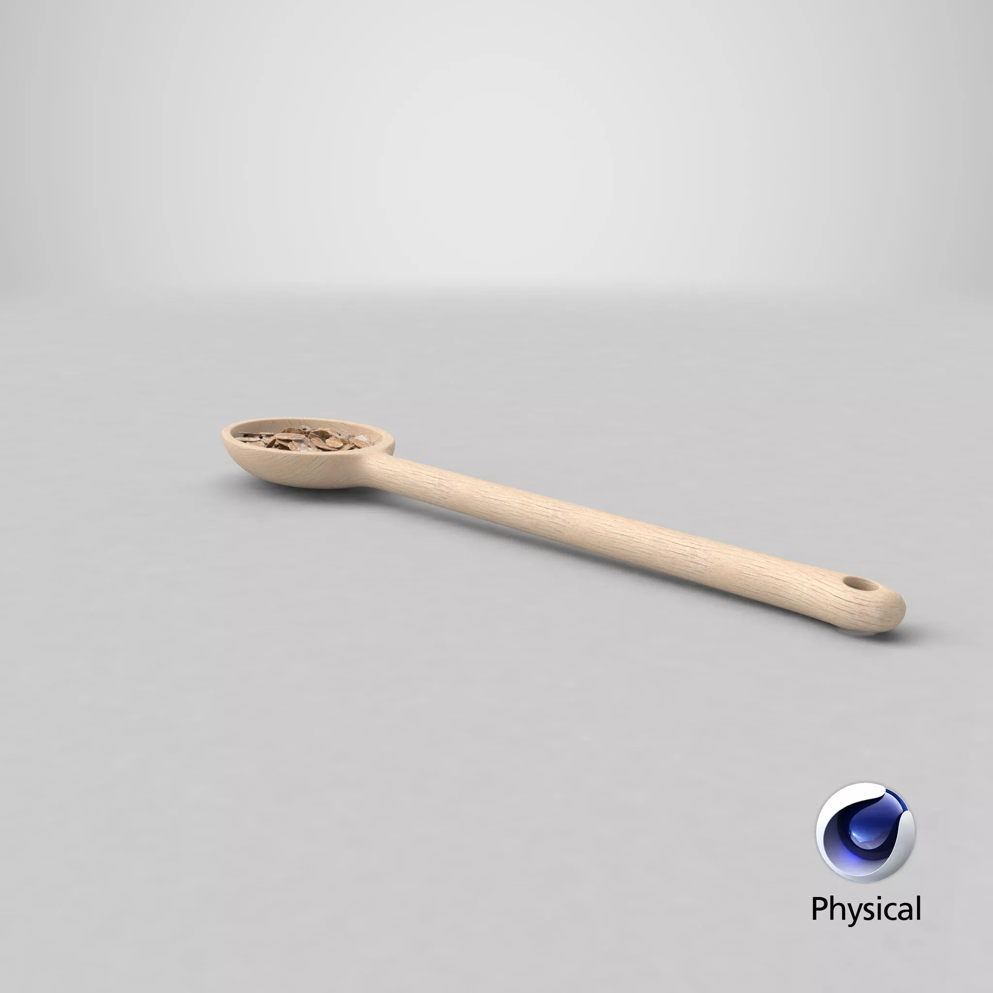 Wooden Spoon Oats Grains 3D model