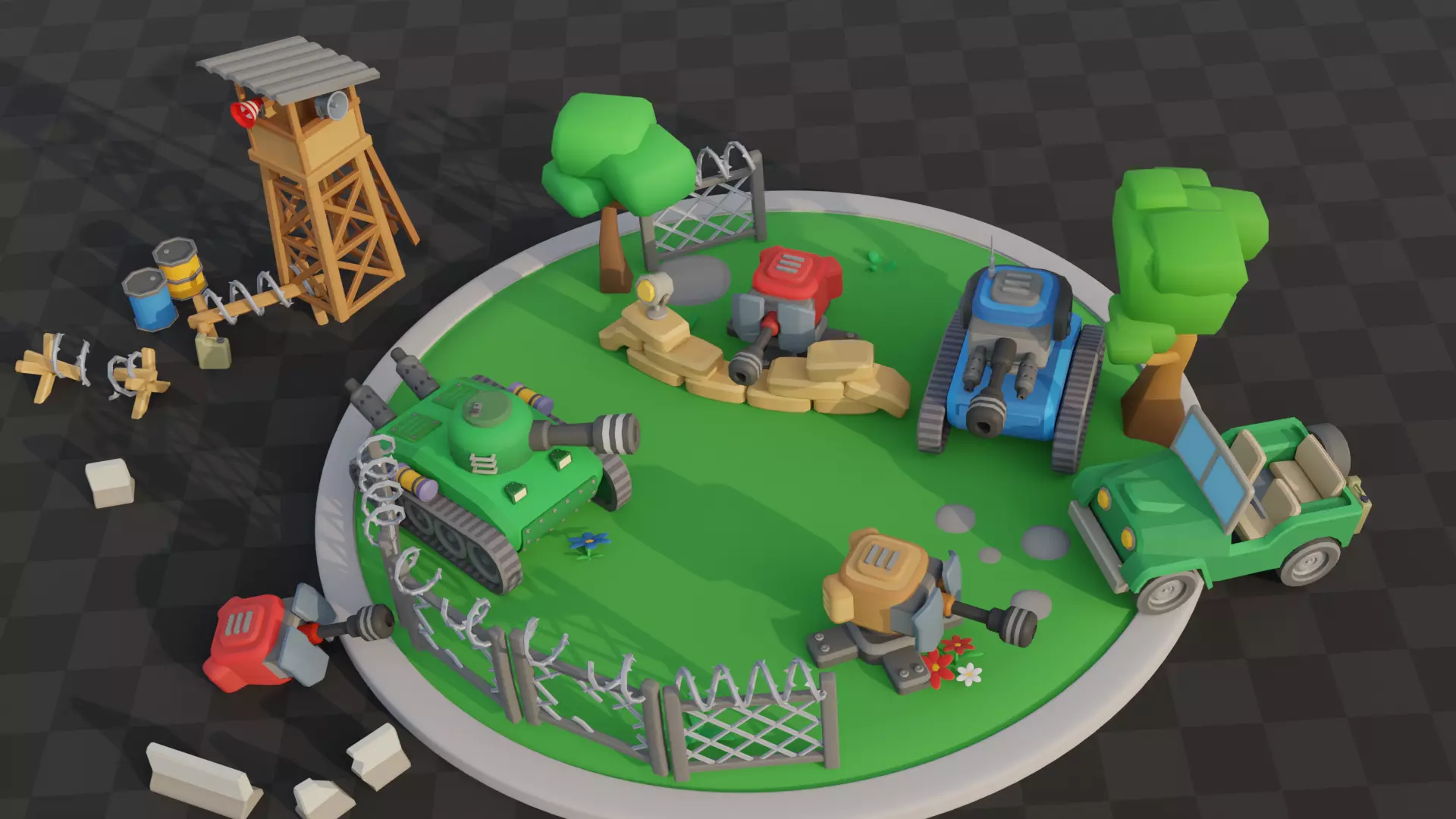 Army Pack Cute Series Low-poly 3D model