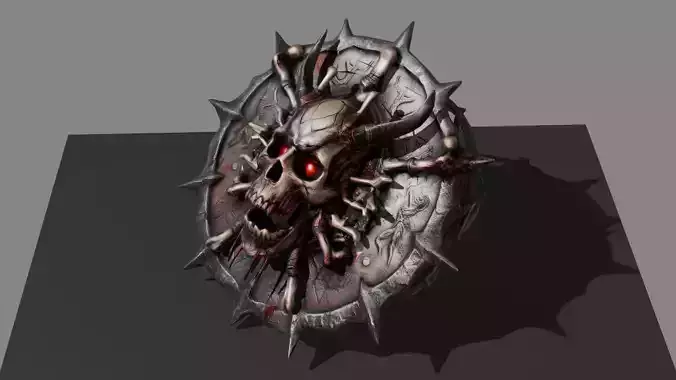 DVL3DStudio Skull Shield Dark Fantasy Low Poly Game Ready