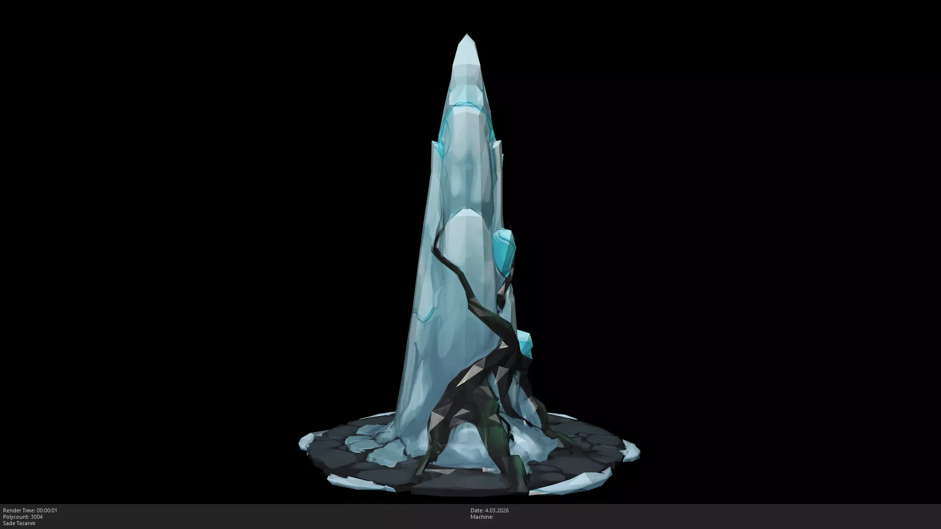 Stylized Snowy Crystal Monolith - Game Ready - AI Low-poly 3D model