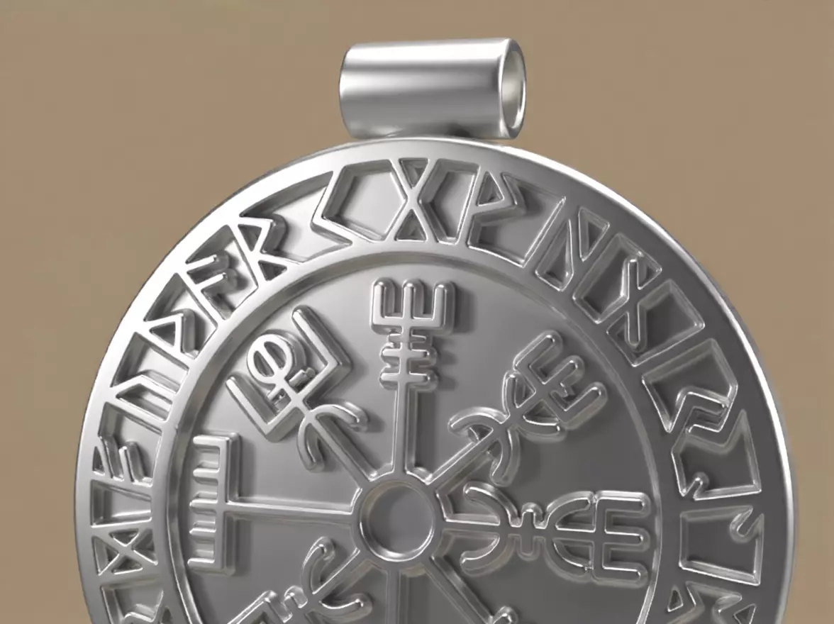 Viking Vegvisir Rune Pendant Amulet 3D print model