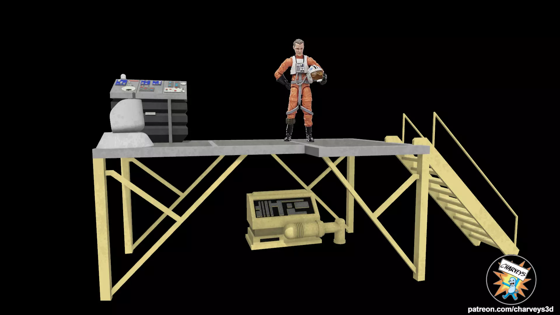 Star Wars Home One Hangar Platform for 4 and 6 inch figures 3D print model