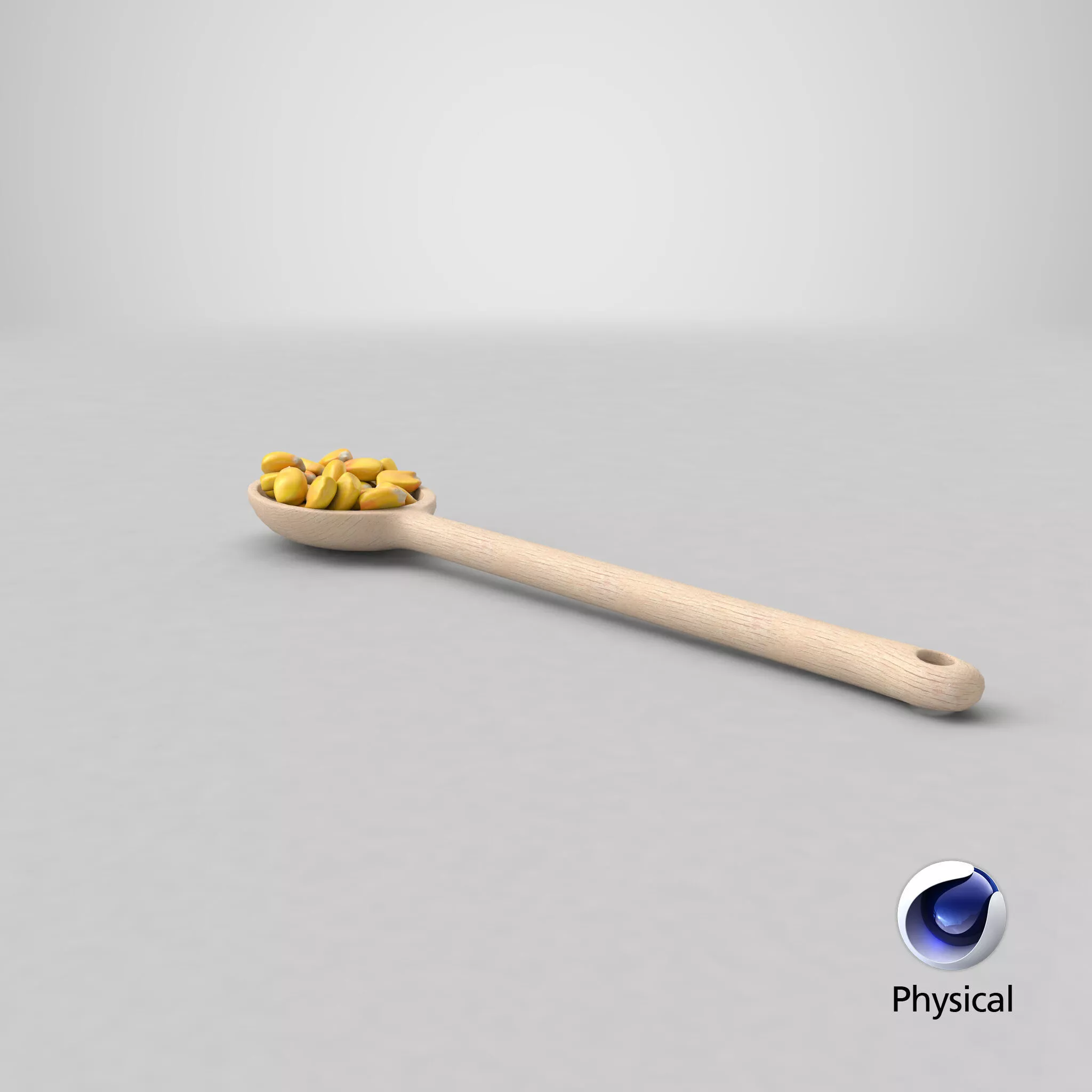 Wooden Spoon Maize Grains 3D model