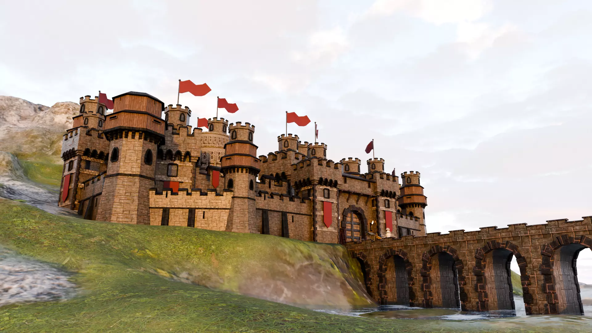 Modular Fortress Castle Environment Kit High Quality PBR Low-poly 3D model
