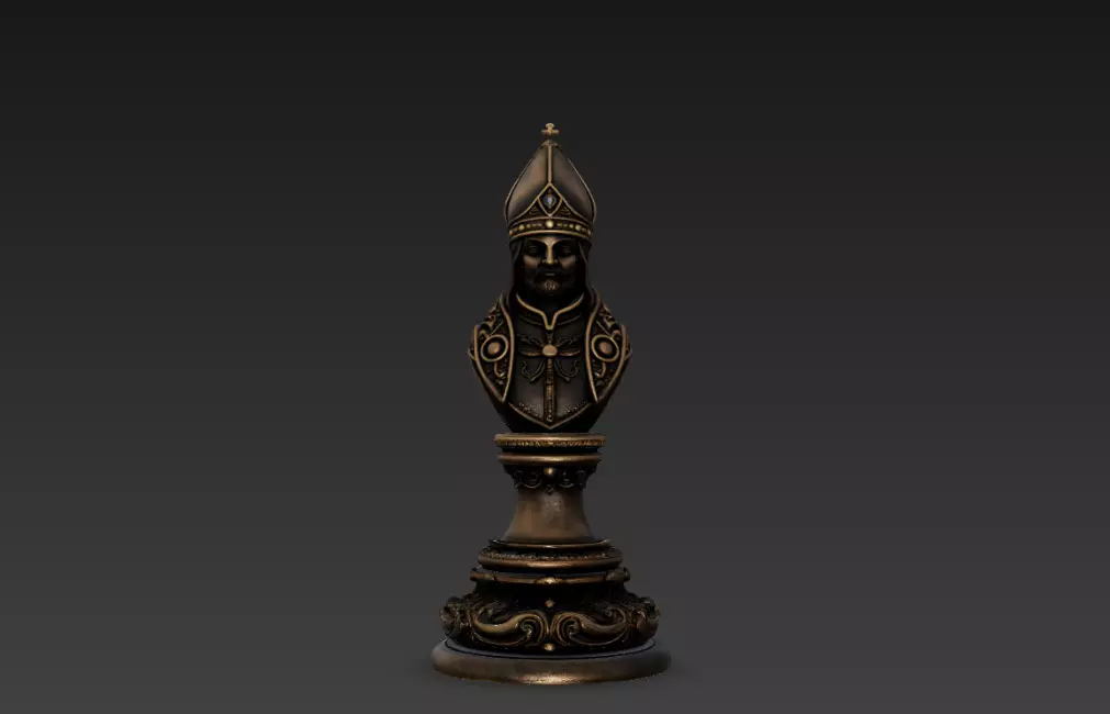 Chess Bishop Bust Statue - Ornamental Religious Chess Piece 3D print model