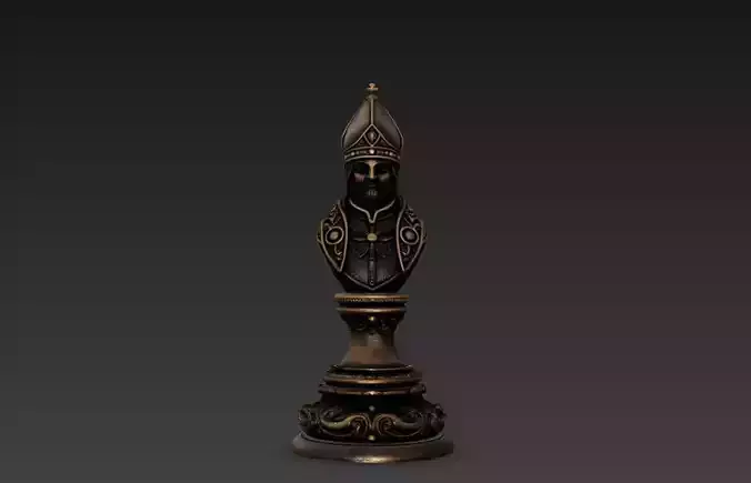 Chess Bishop Bust Statue - Ornamental Religious Chess Piece