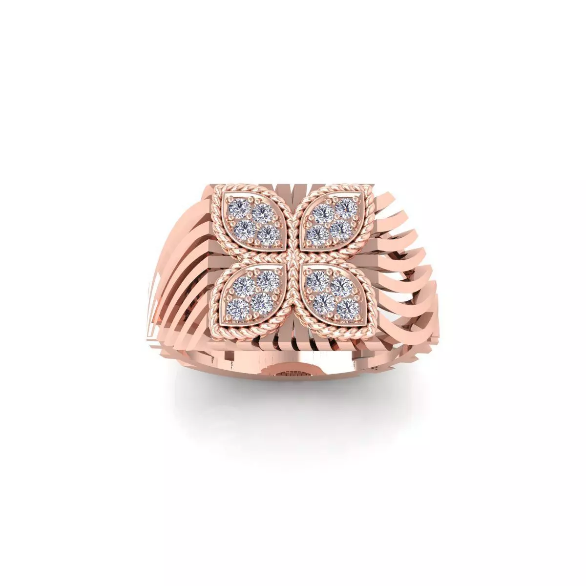 Unique Design Diamond Ring 3d Model and Render 3D print model