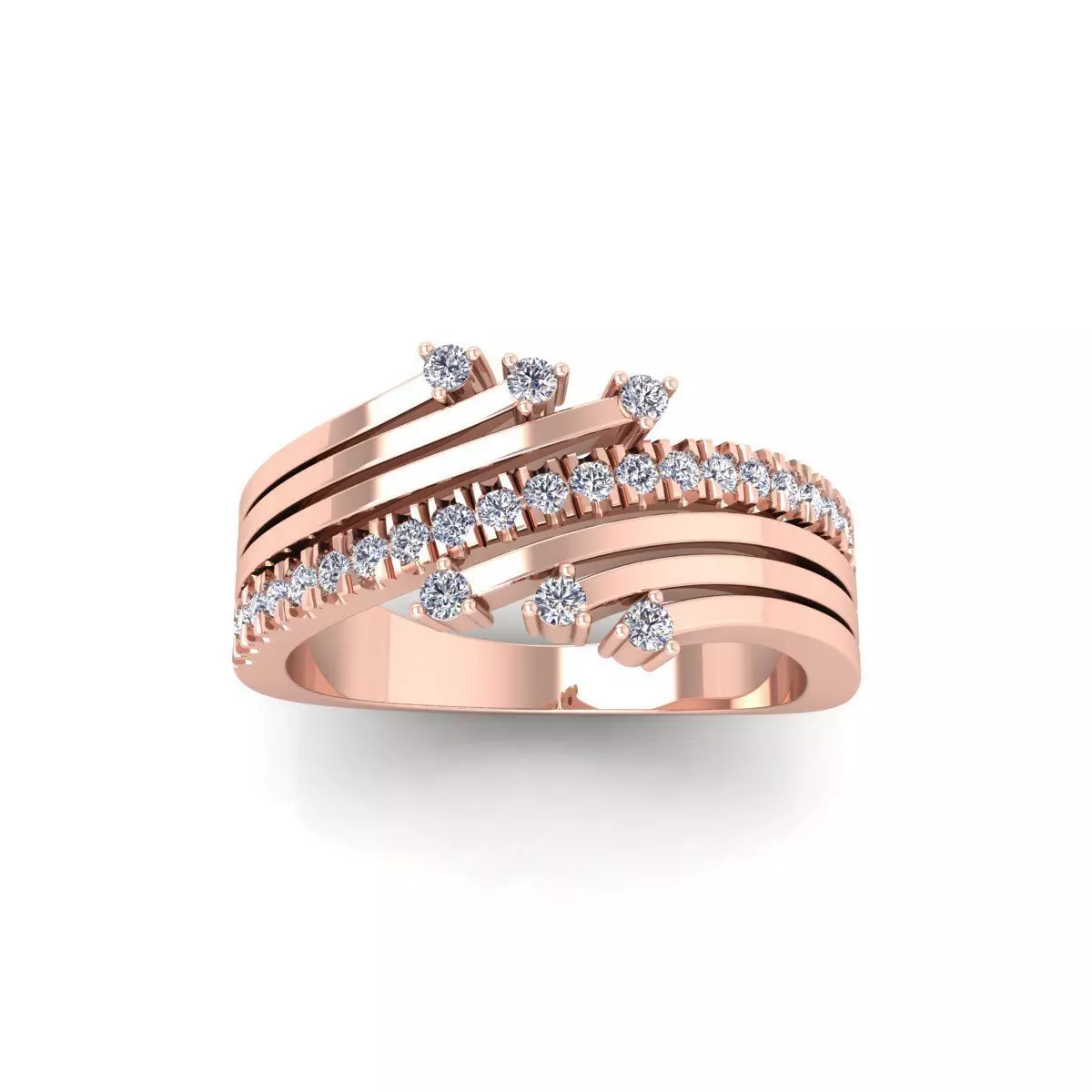 Fancy Small Diamond Ring 3d Model and Render 3D print model