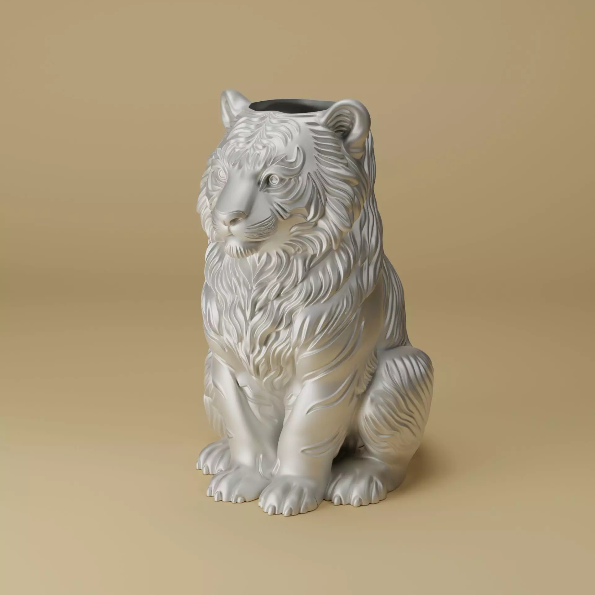 Tiger Planter STL - 3D Printable Animal Decor 3D print model