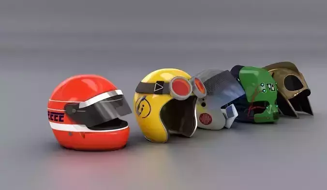 Helmet Set group of different colored helmets