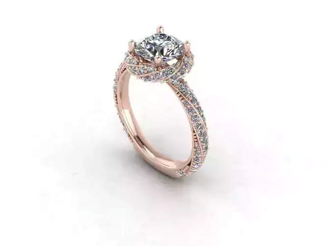 Twisted Gold And Diamonds Engagement Ring 3D print model