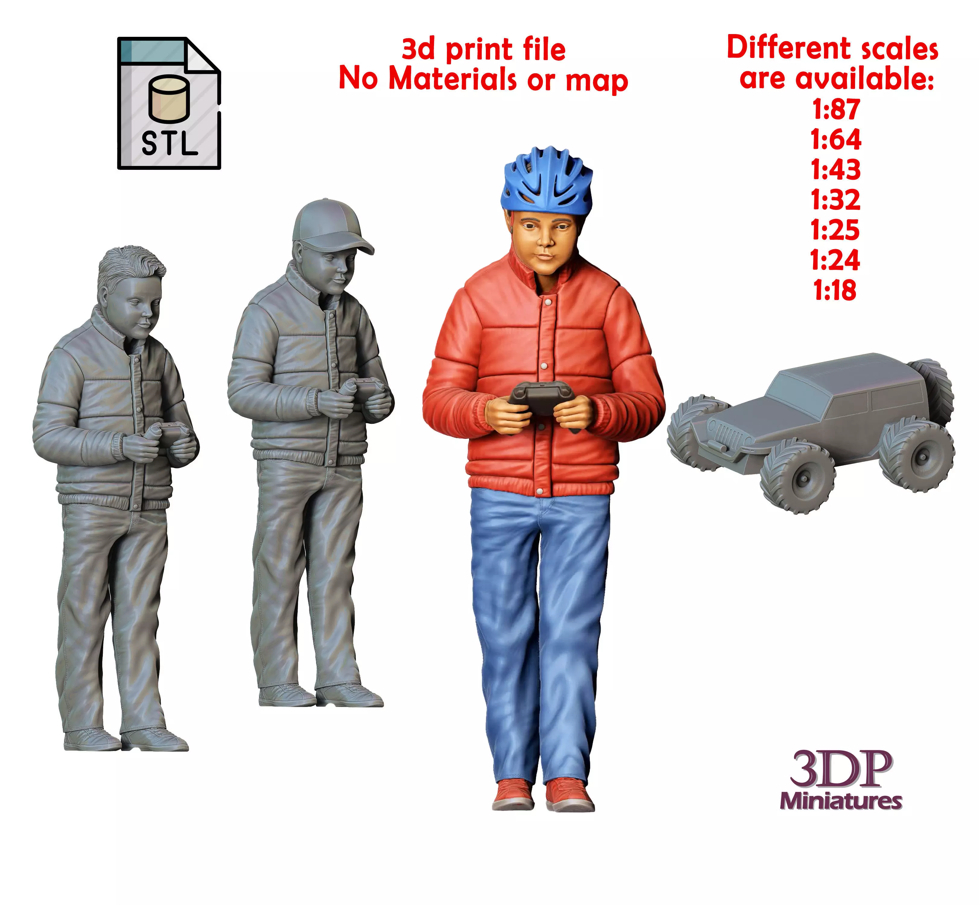 N2 Kids playing with RC cars 3D print model