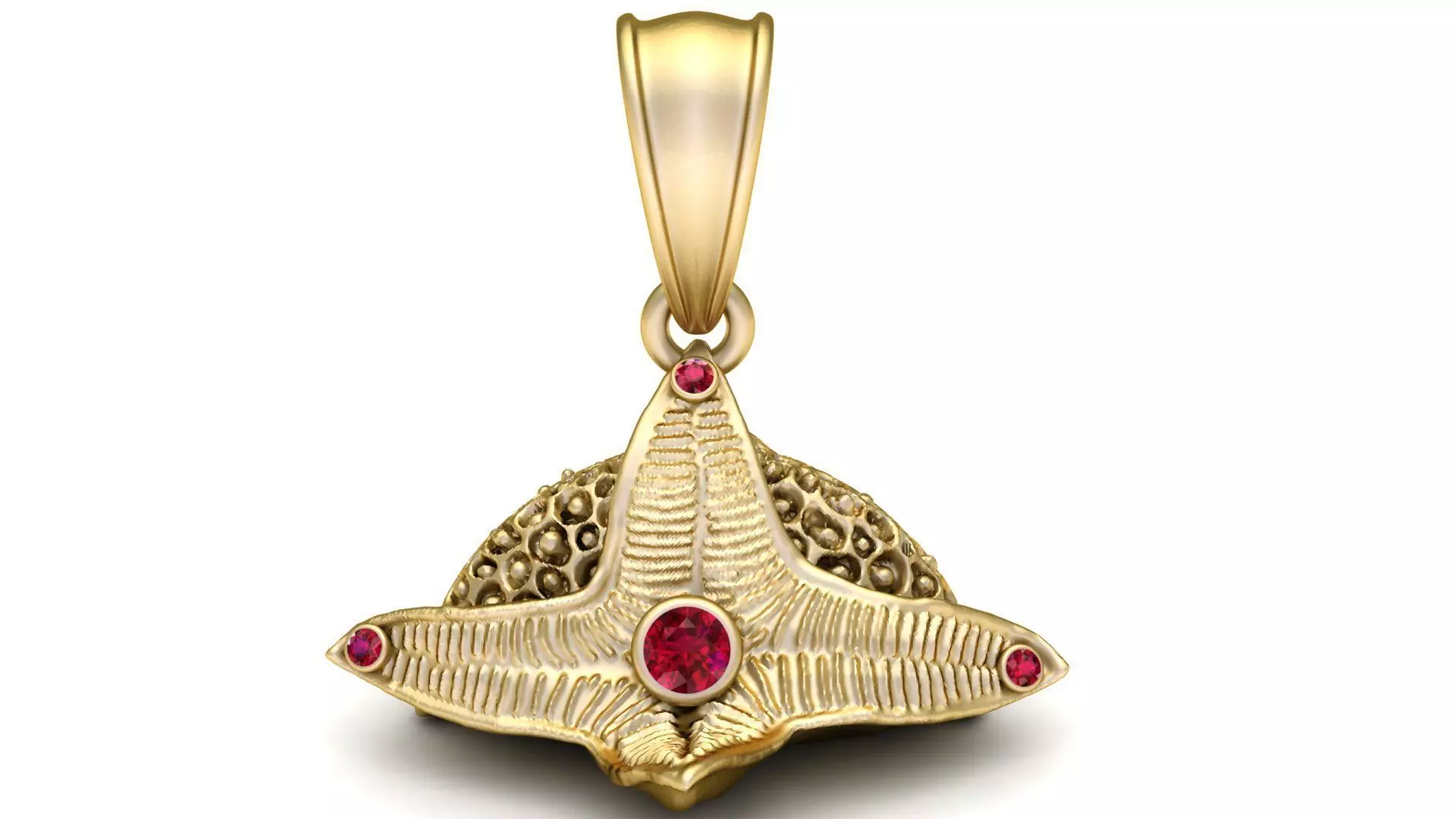 The Crimson Star Organic Biomorphic Gold Pendant 3D print model