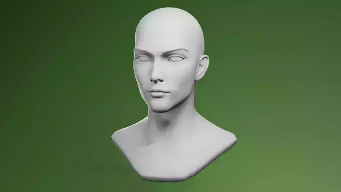 Stylized Anime Male Head Base Mesh 3D Model