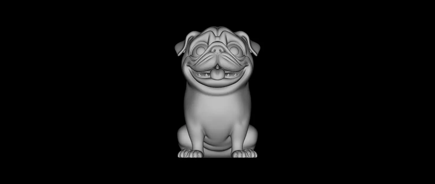 Smiley Pug 3d STL print model 3D print model