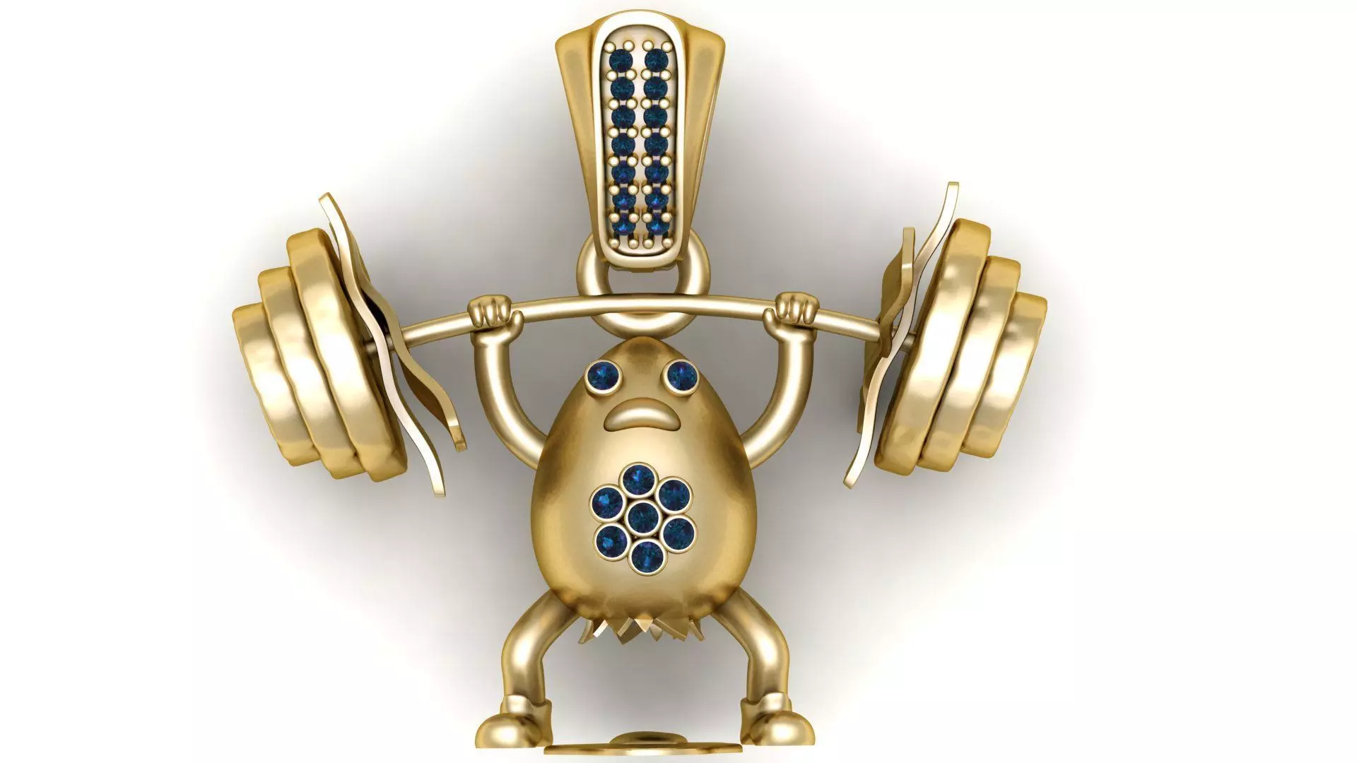 The Gilded Powerlifter Sapphire Accented Weightlifting Charm 3D print model