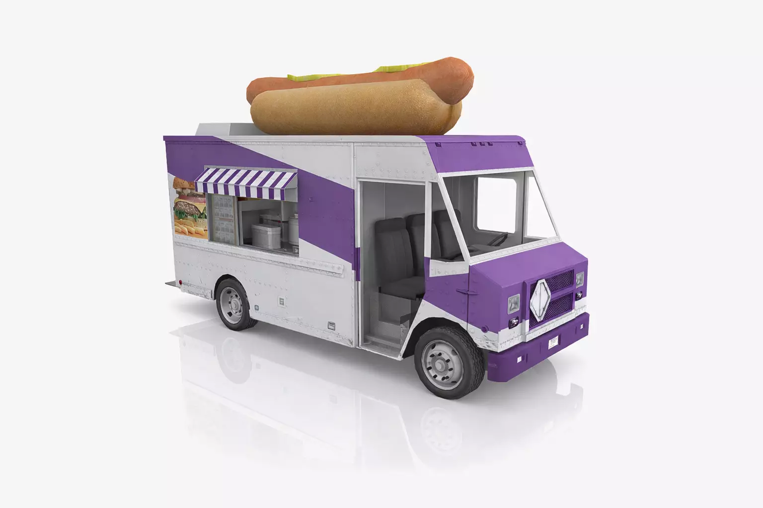 Hot Dog Truck Mobile Street Food Delivery Vehicle 3D model