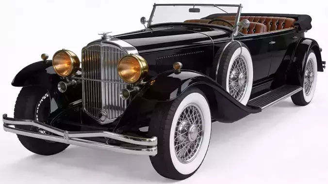 High End 1920s Vintage Luxury Touring Car 3D Model