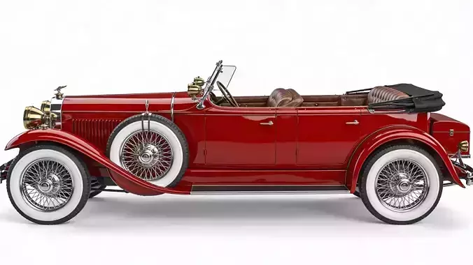 Vintage 1920s Ruby Red Luxury Phaeton 3D Model