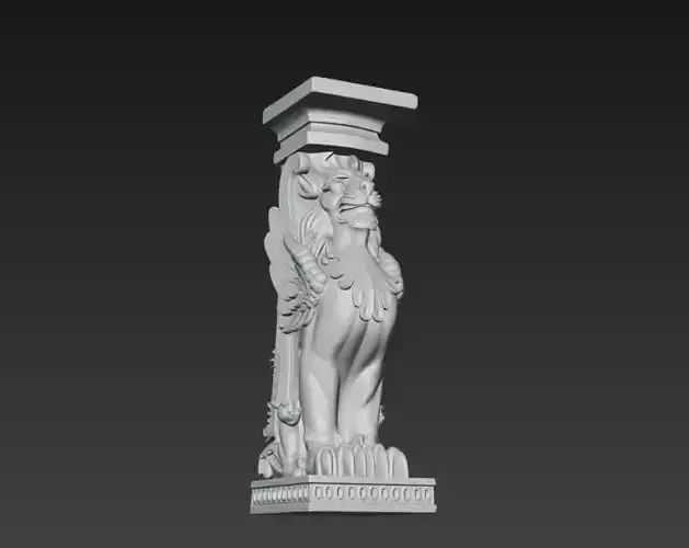 Mythical Griffin Column Sculpture Decorative