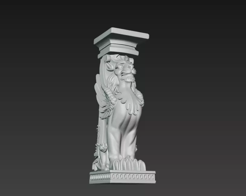 Mythical Griffin Column Sculpture Decorative 3D print model