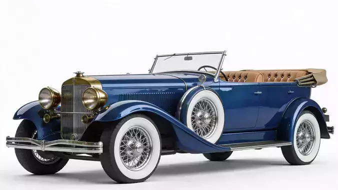 Vintage 1920s Sapphire Blue Luxury Phaeton 3D Model