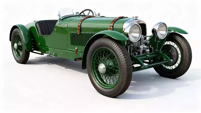 Vintage British Racing Green Roadster 3D Model