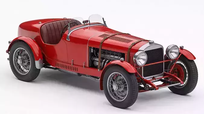 Vintage Scarlet Speedster Roadster 3D Model