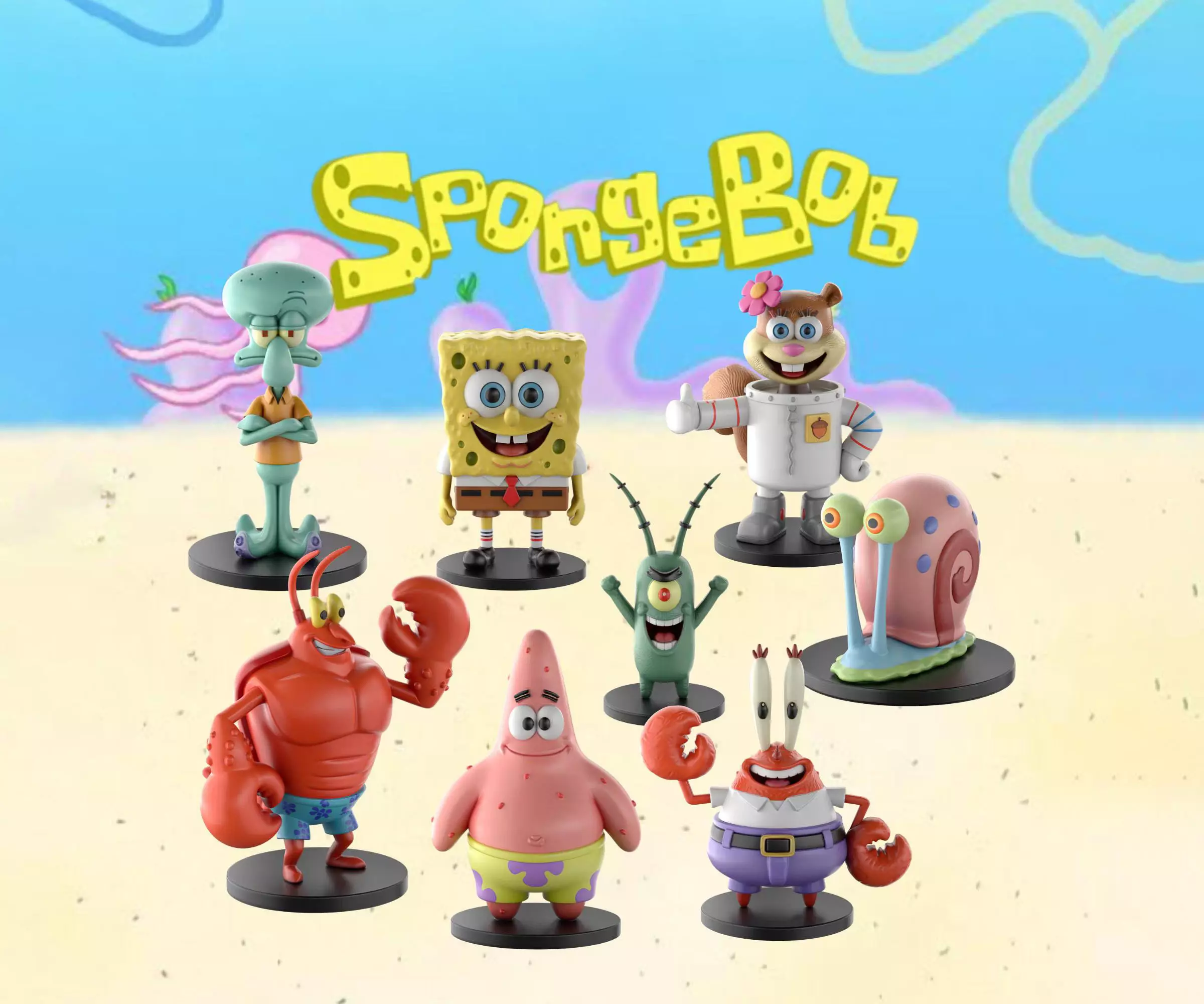 STL printable - SpongeBob - textured GLBs 3D print model