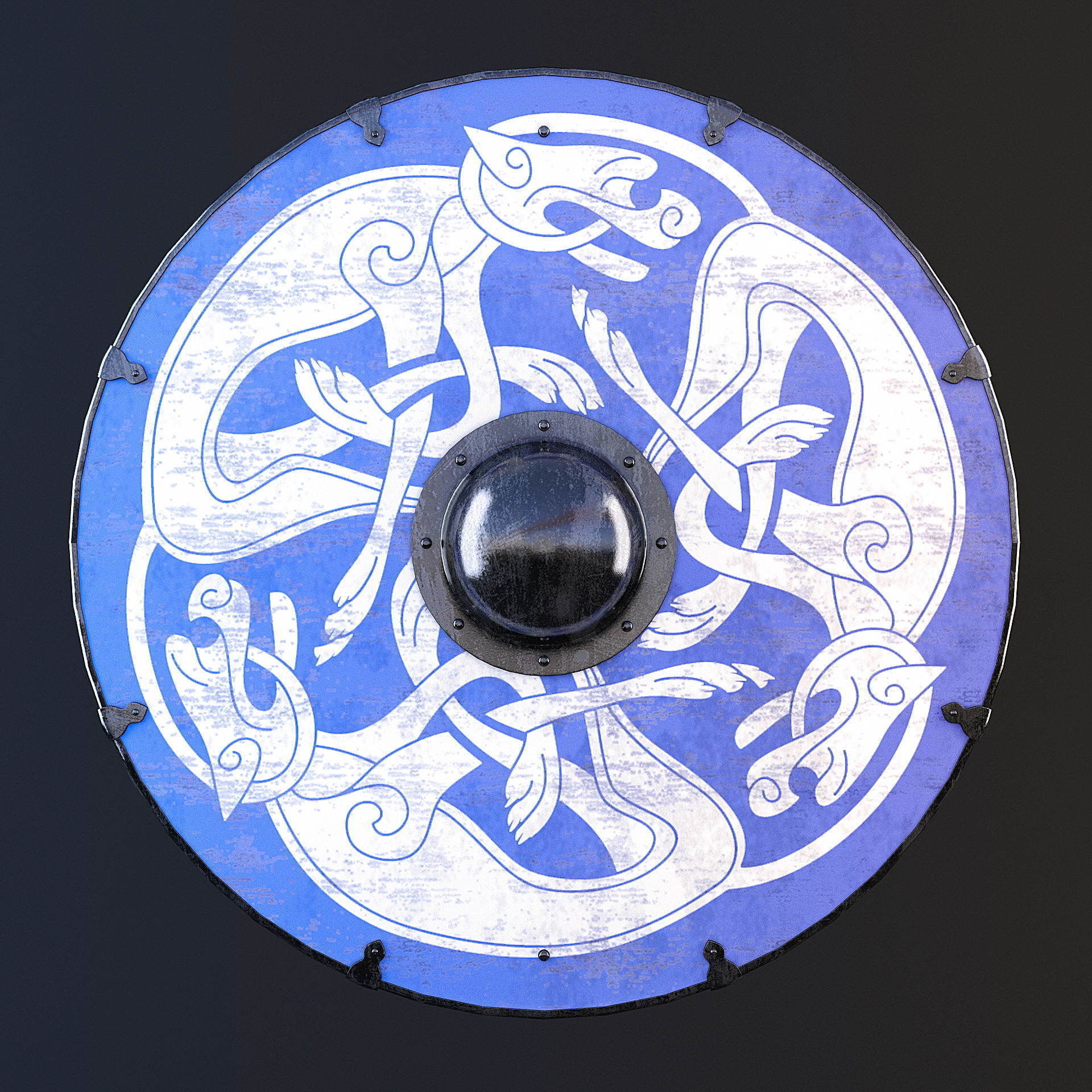 Viking shield - multi texture set 3D model_3