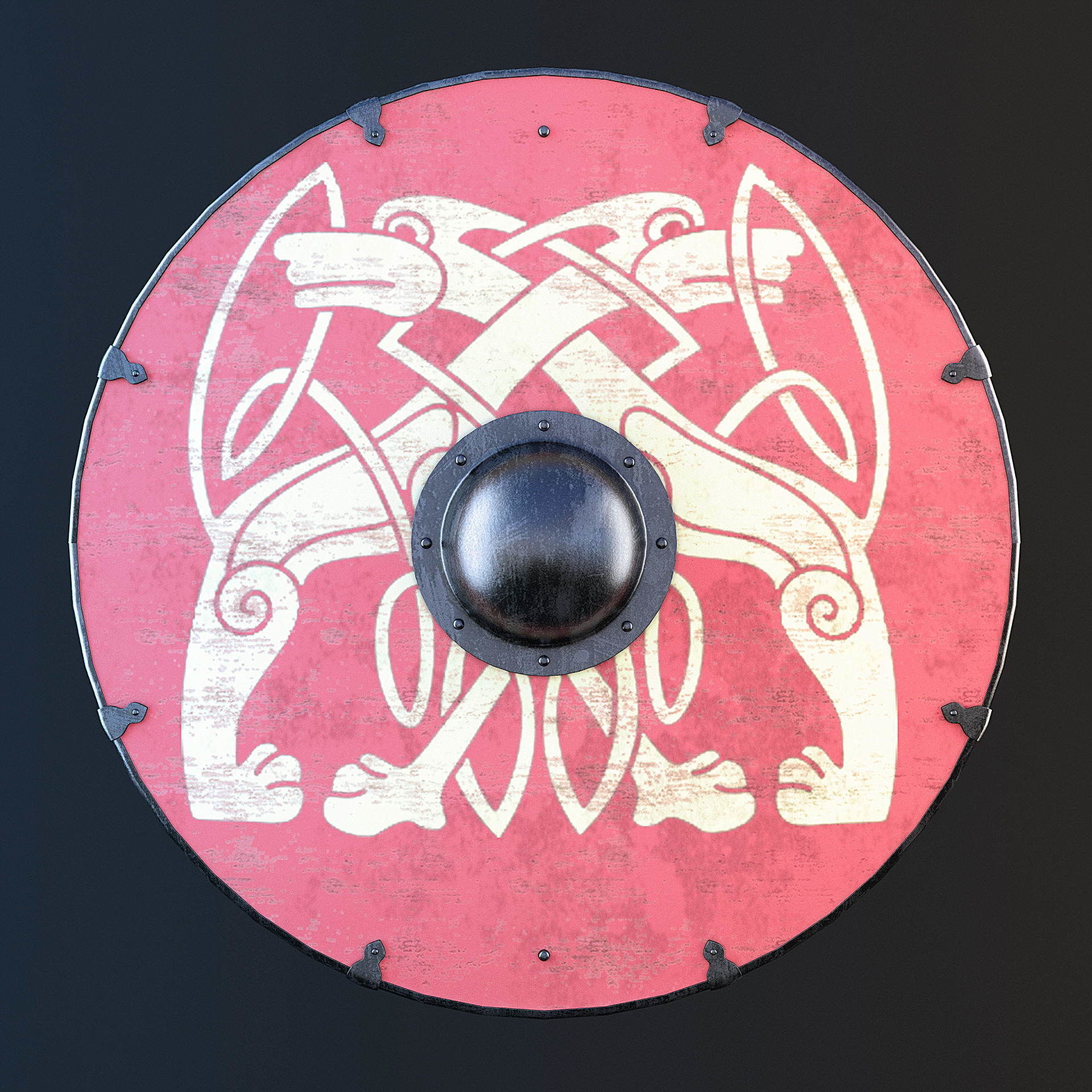 Viking shield - multi texture set 3D model_2