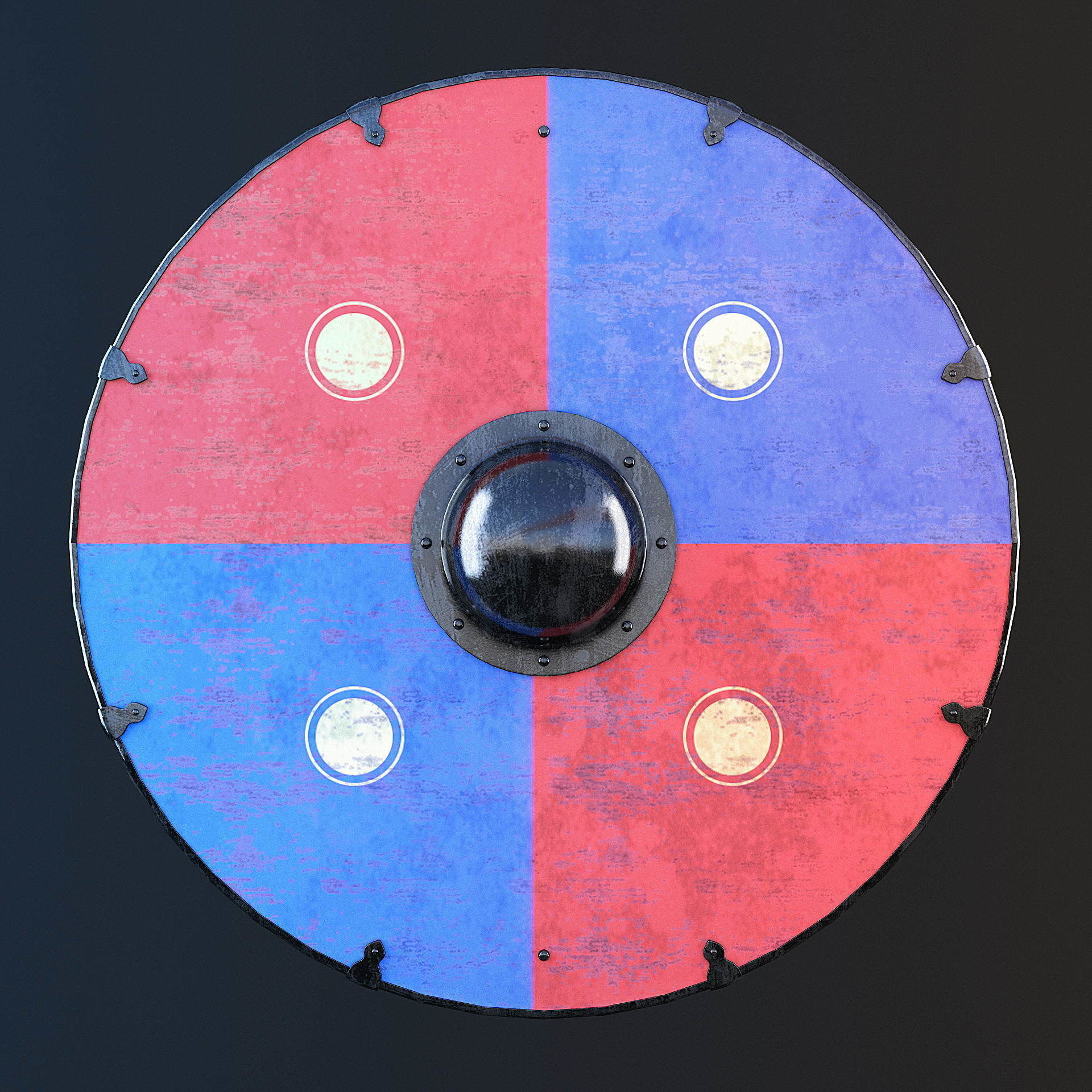 Viking shield - multi texture set 3D model_10