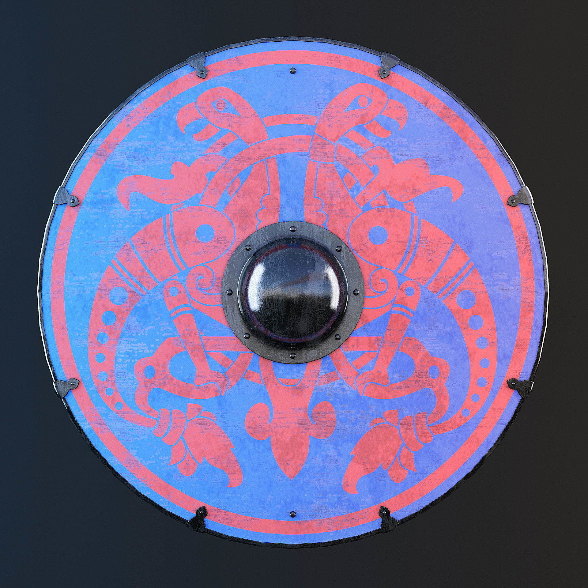 Viking shield - multi texture set 3D model_4