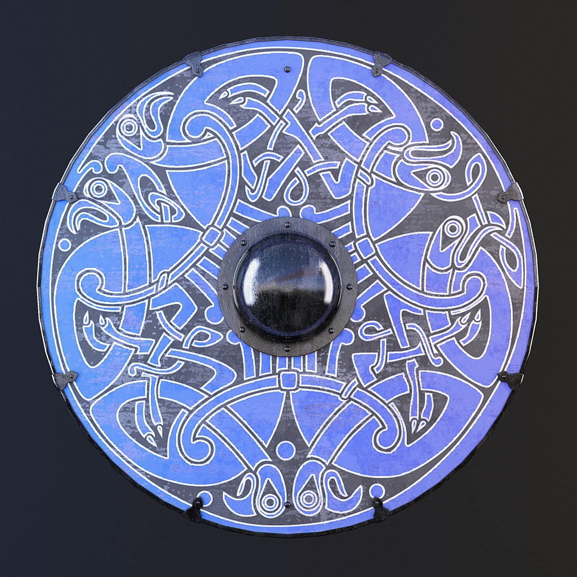 Viking shield - multi texture set 3D model_5