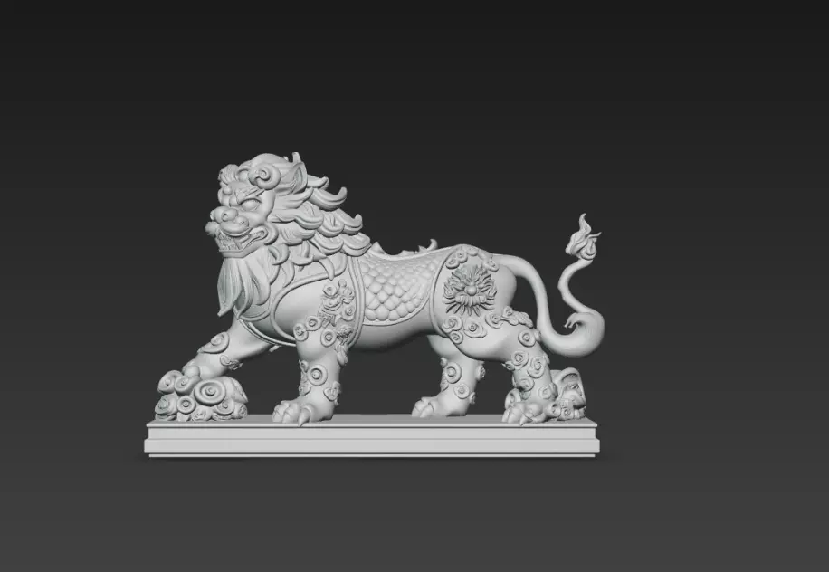 Chinese Guardian Lion Foo Dog Temple Sculpture 3D print model