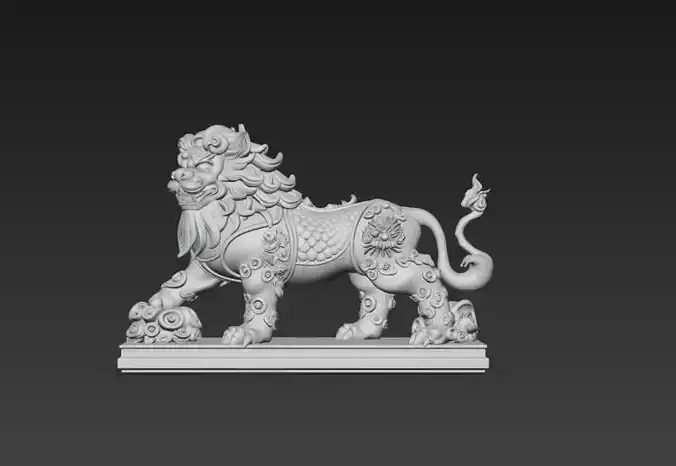 Chinese Guardian Lion Foo Dog Temple Sculpture