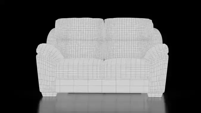 Modern Leather Two Seat Sofa Low-poly 3D model 7