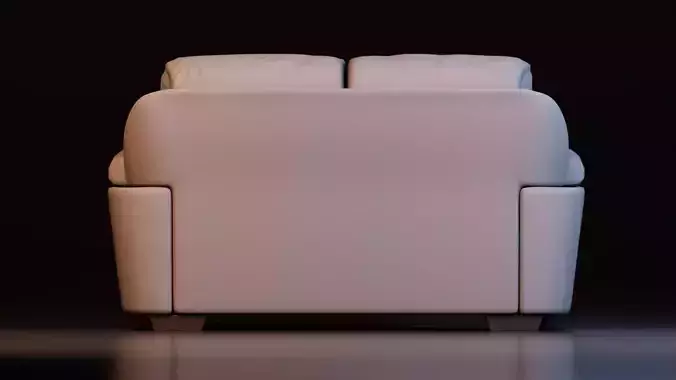 Modern Leather Two Seat Sofa Low-poly 3D model 5