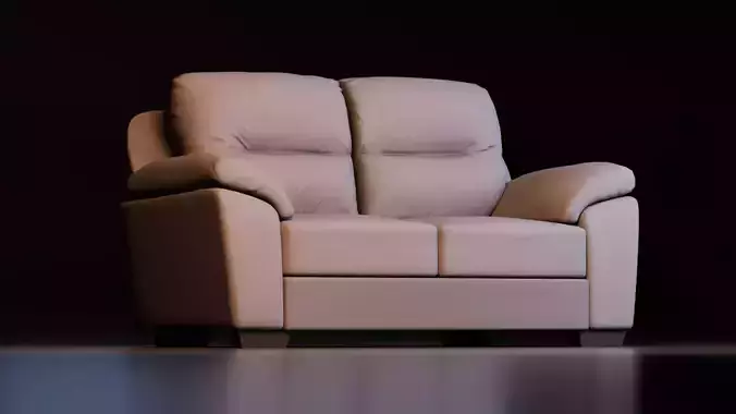 Modern Leather Two Seat Sofa Low-poly 3D model