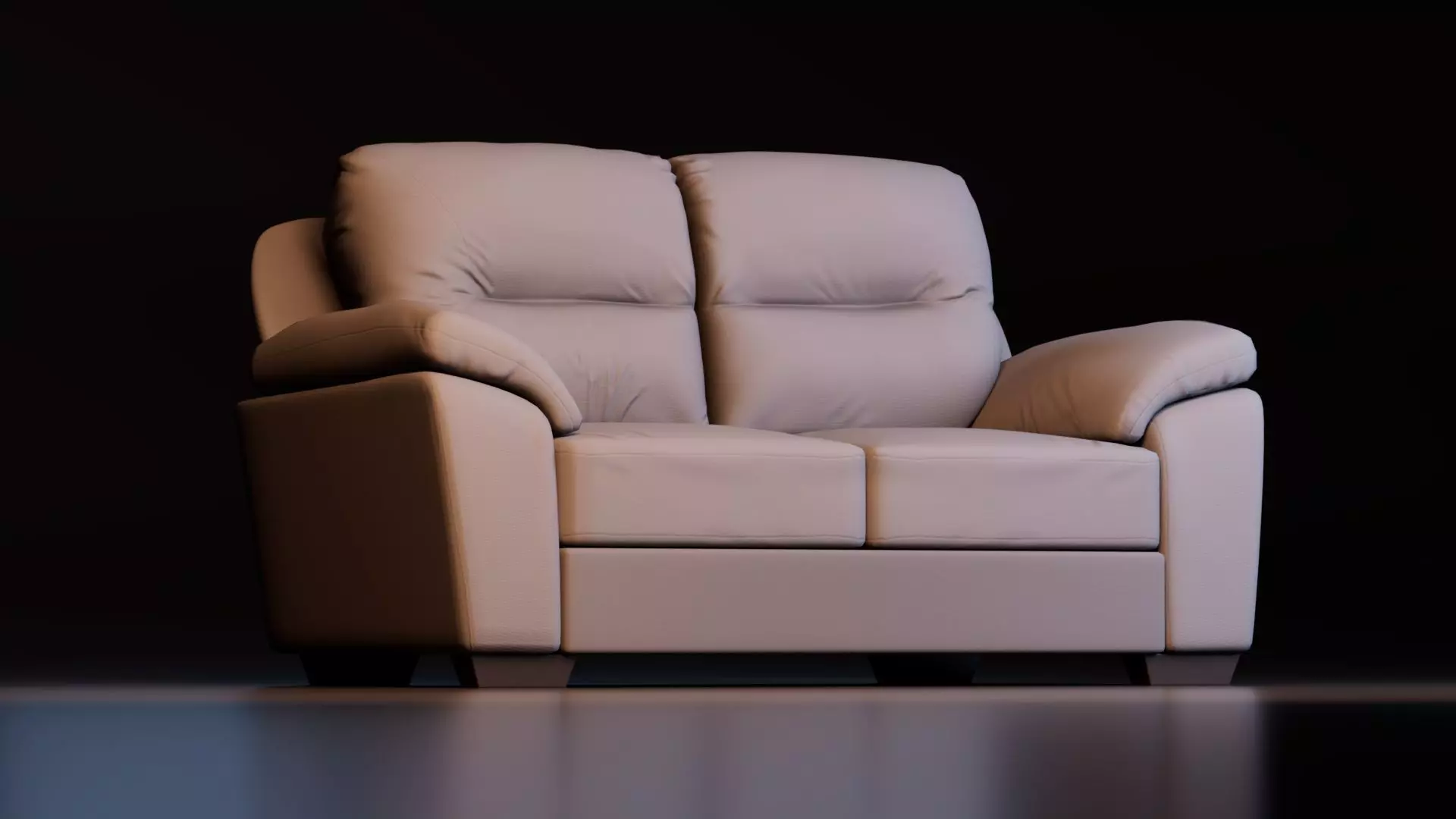 Modern Leather Two Seat Sofa Low-poly 3D model