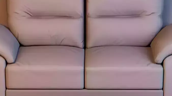 Modern Leather Two Seat Sofa Low-poly 3D model 6